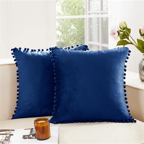 Deconovo Velvet Throw Pillow Covers Set Of 2 24” X 24” Navy Decorative Soft