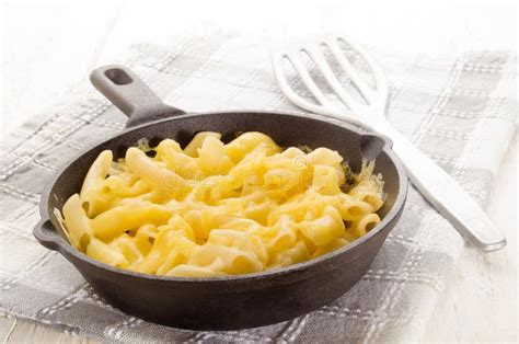 Pasta Melted Cheese Cast Iron Skillet Stock Photos Free And Royalty