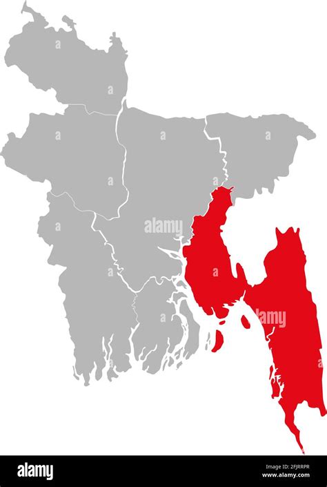 Chittagong Division Highlighted On Bangladesh Map Gray Background