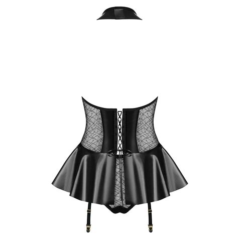 obsessive 859 cor 1 corset and thong l xl black the mistress boutique