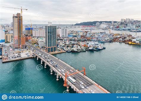 Top View Of The Port Of Busan And Yeongdo Bridge Stock Photo Image Of
