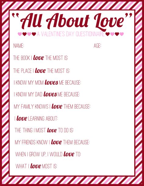 Just Peachy Designs Valentines Day Questionnaire Valentines