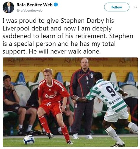 Rafa Benitez pays tribute to Stephen Darby after former Liverpool