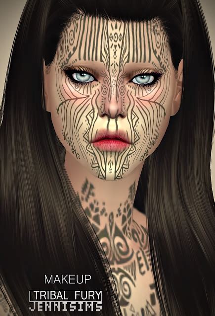 Jennisims Downloads Sims 4collection Makeupandtattoostribal Furywound