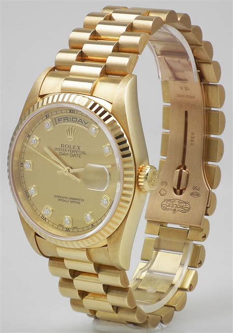 Rolex Oyster Perpetual Day Date 18ct Yellow Gold Champagne Diamond