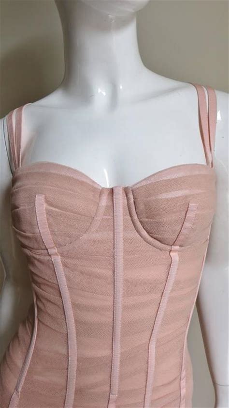 Dolce And Gabbana Nude Pink Silk Ruched Bodycon Corset Dress At 1stdibs