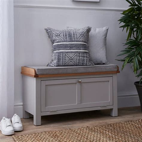 Buy Bromley Grey Storage Bench With Cushion Grey Online In The Uk Kasera