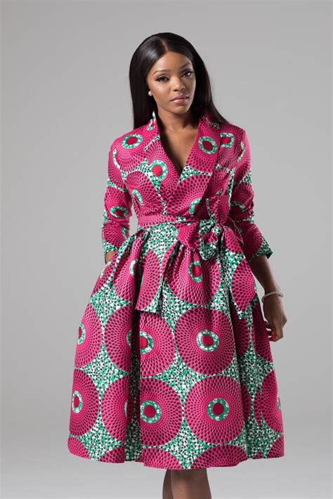 African Print Wrap Fit And Flare Midi Dress Ruths Fashion
