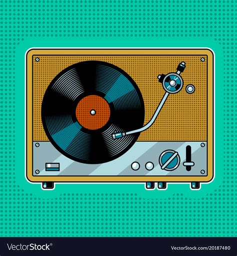 Record Player Turntable Pop Art Royalty Free Vector Image