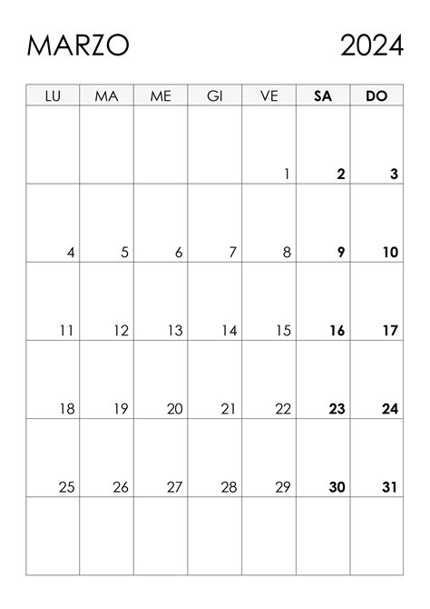 Calendario Marzo 2024 Calendariosu