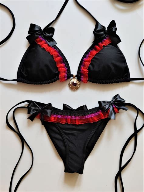 Gothic Lolita Bikini Scrunch Bottom Brazilian Bikini Emo Goth Etsy