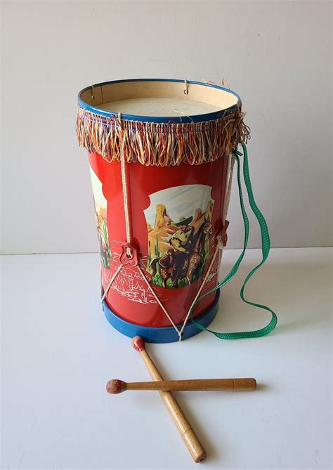 Marching Drum Kids Toy Drum Lithograph Of Cowboys And Indians Etsy