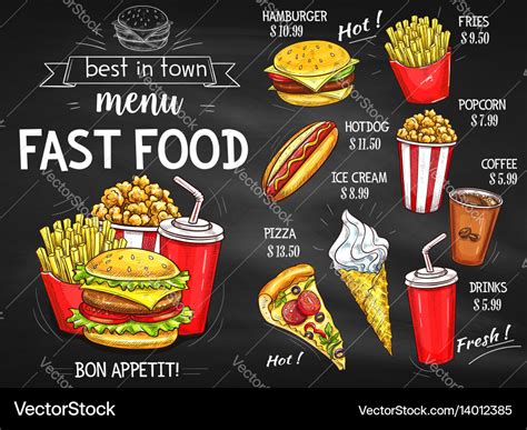 Fast Food Menu Chalkboard Poster Set Stock Vector Art Vrogue Co