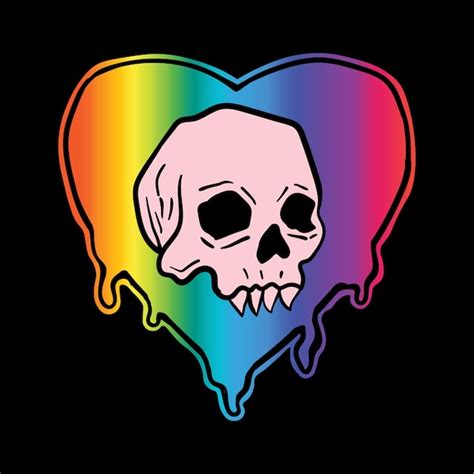 Premium Vector Colorful Heart Skull Hand Drawn Free Vector Illustration