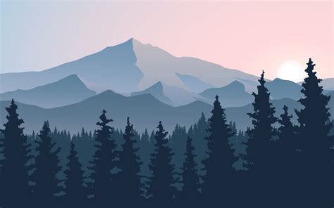 Mountain Sunrise With Pine Forest 2042485 Vector Art At Vecteezy