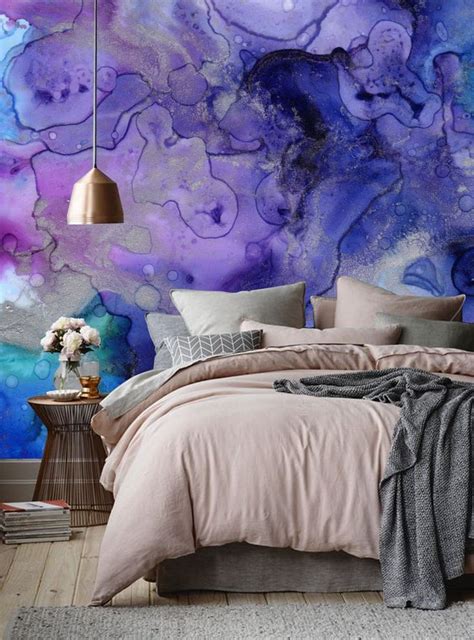 Purple Ink Abstraction Wall Mural Purple Stains Watercolor Etsy In