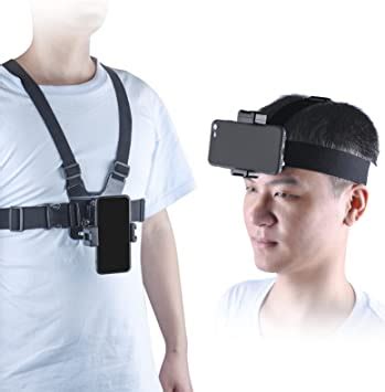 Mobile Phone Chest Mount Harness Strap Holder And Phone Head Mount Holder Kit For Shoot Pov Vlog