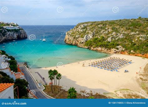View On The Beach Cala En Porter On Menorca Island Stock Image Image