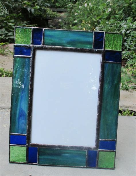 Stained Glass Frame For 5 X 7 Photo Etsy Stained Glass Frames Stained Glass Night Lights