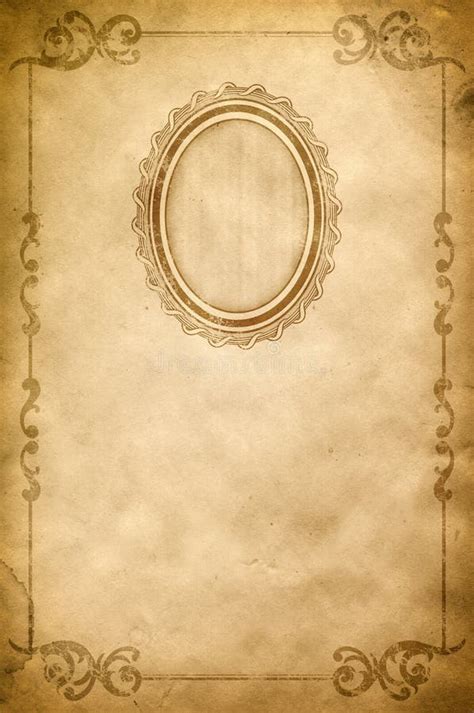Old Paper Background With Old Fashioned Frame And Border Stock Image