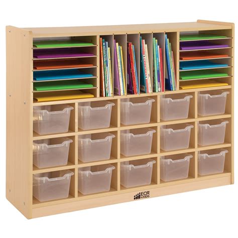 Multi Section Storage Cabinet With 15 Bins Clear