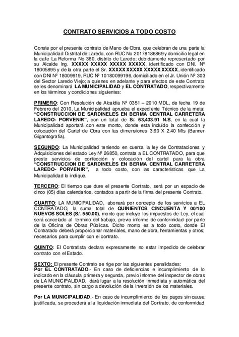 Modelo De Contrato De Obra De Construccion Bolivia Noticias Modelo