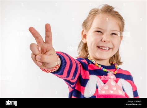 Little Cute Girl Looking With Happy Face Stock Photo Alamy