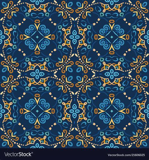 Blue Seamless Pattern Oriental Design Royalty Free Vector