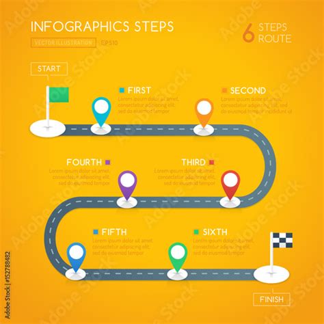 Infographics Design With Start And Finish Goal Flags Infographic