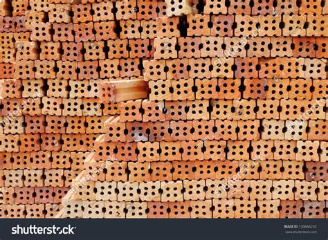 Construction Materials Background Red Brick Wall Stock Photo 130666232