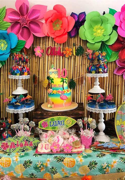 Tropical Party Flower Decorations Tropical Birthday Party Aloha Party