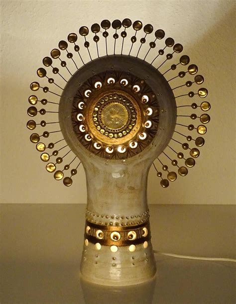 Large Georges Pelletier Totem Table Lamp With Sunburst Modernist