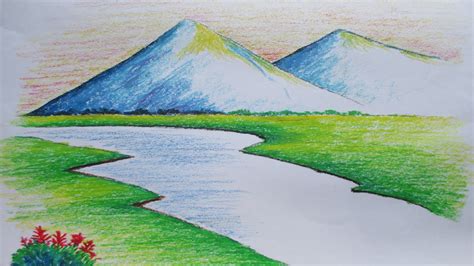 Beginners Mountain Landscape Drawing With Oil Pastel Youtube
