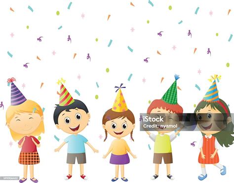 Children Happy Celebrate Party Hat Stock Vector Art 599906402 Istock