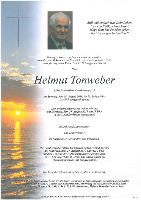 Helmut Tonweber Bestattung Leiner Eu