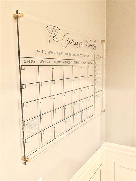 Personlized Acrylic Calendar For Wall Dry Erase Board Etsy Office At
