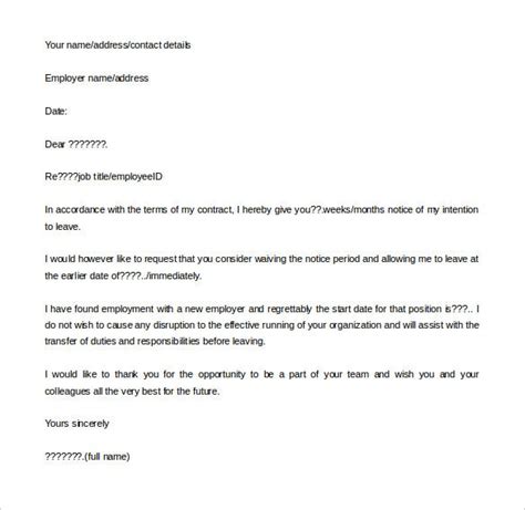 The letter of resignation example below shows how this can be communicated 24+ FREE Notice Period Letter Templates - PDF, DOC | Free ...