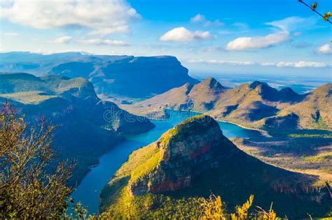 Beautiful And Panoramic Blyde River Canyon And Three Rondawels I Stock