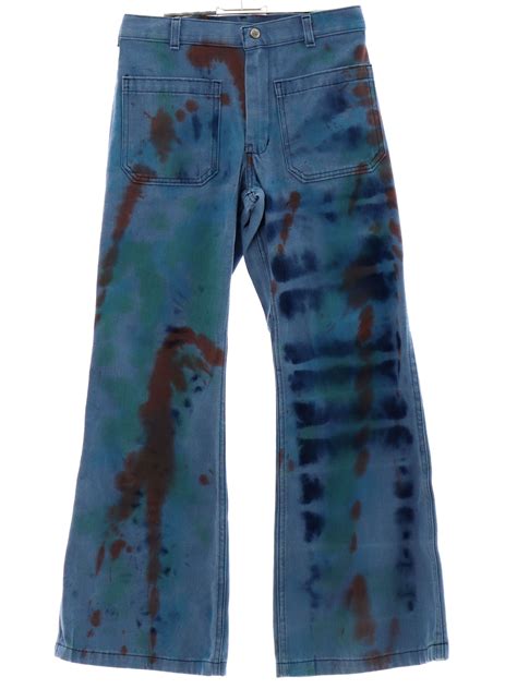 1970s Vintage Bellbottom Pants 70s Style Seafarer Unisex Tie Dyed