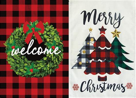 2 Pcs Welcome Merry Christmas Garden Flag Double Sided 12 X18 Inch