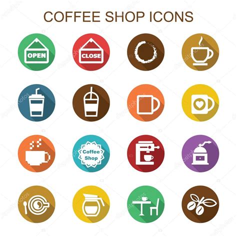 Coffee Shop Long Shadow Icons — Stock Vector © Tulpahn 61833069