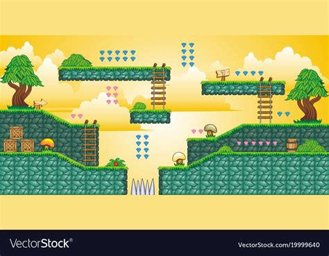 D Tileset Platform Game Royalty Free Vector Image