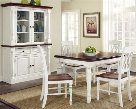 set meja makan vintage minimalis coklat putih kombinasi furnibelcom