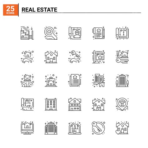 Real Estate Brochure Vector Hd Images 25 Real Estate Icon Set