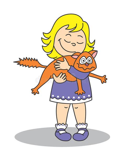 Example sentences with the word blanket. Little girl holding a cat stock vector. Illustration of ...