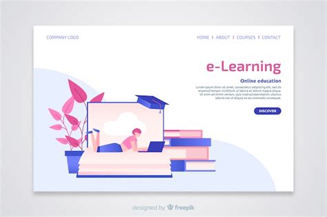 Free Vector E Learning Concept Flat Landing Page