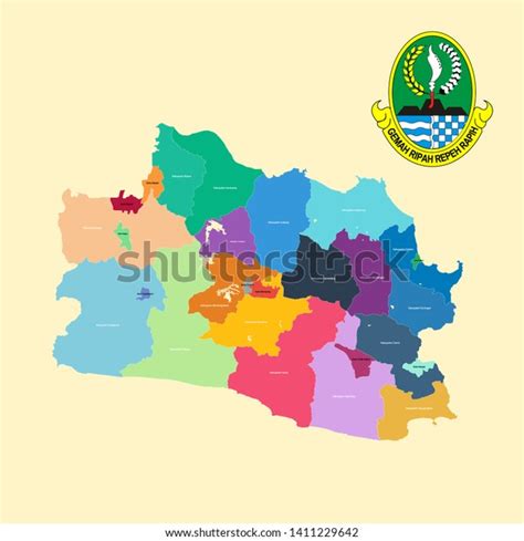Colored Map Logo Jawa Barat West Stock Vector Royalty Free 1411229642