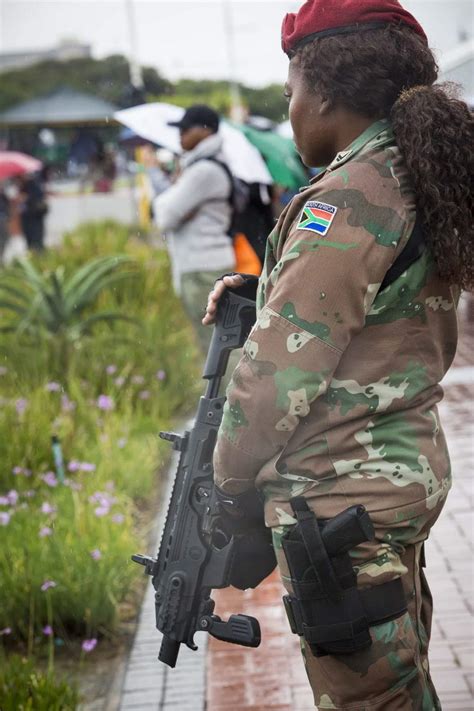A South African Military Police Officer Armed With A Roni Carbine