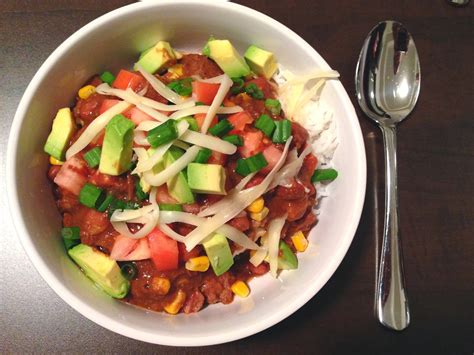 Playing With My Food Slow Cooker Beef Chili Rice Bowl