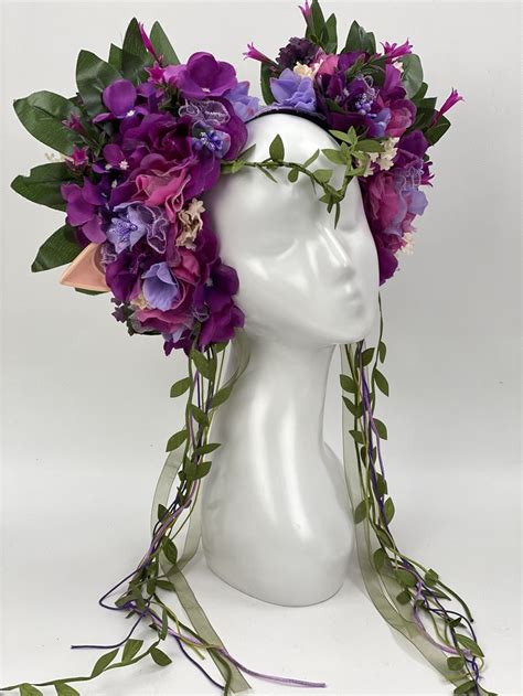 Purple Elf Crown Flower Headdress Floral Headpiece Fantasy Jewelry